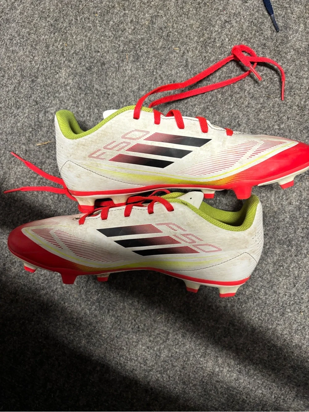 adidas Kids White Red & Lime Green Soccer Cleats